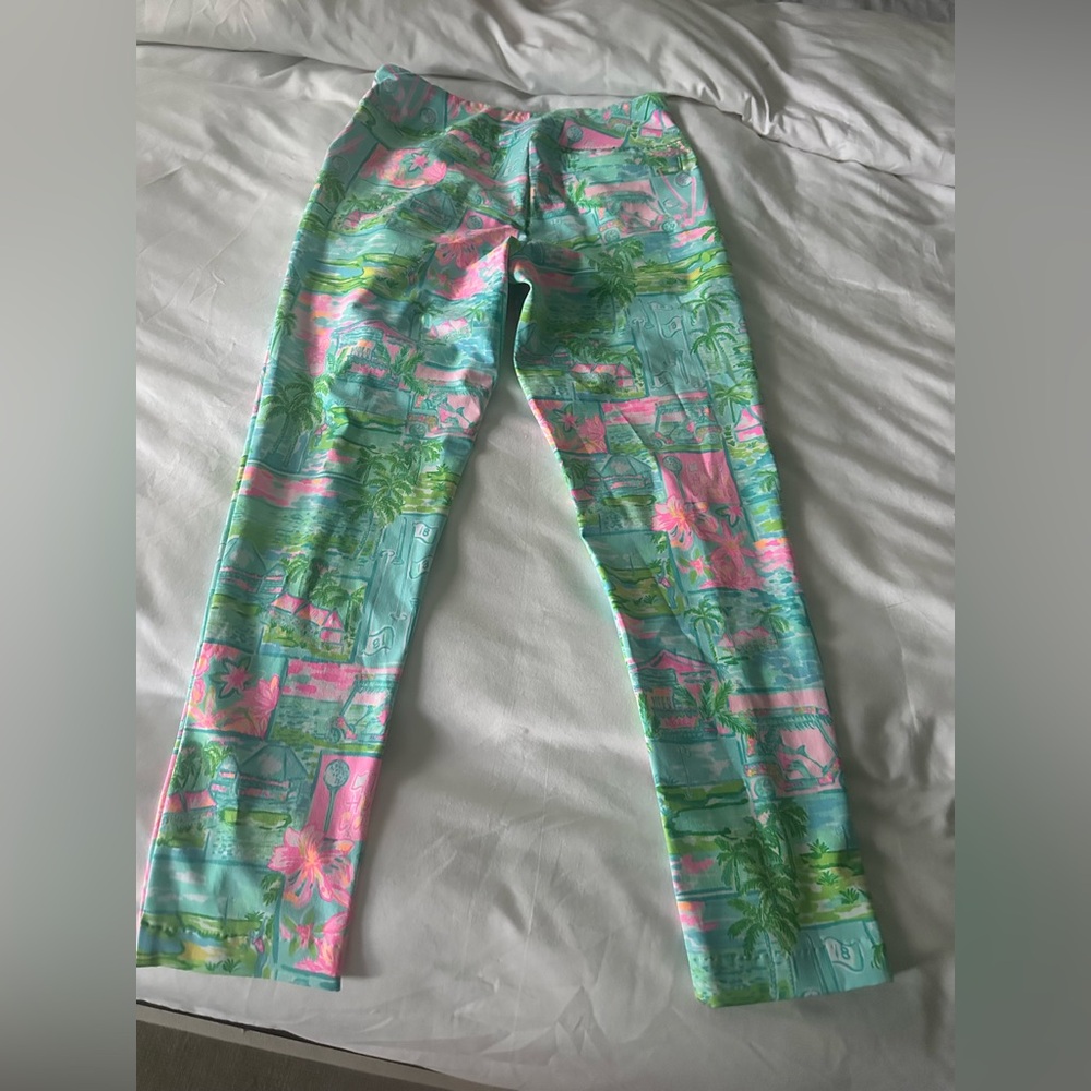Lilly Pulitzer Aqua, Pink & Green Printed Ponte Pants